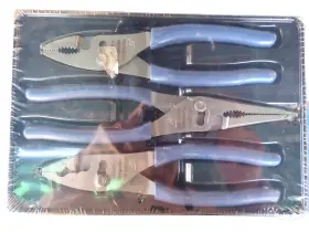 Pl347acfmb Snap-on Hj47acfmb New Power Blue 3-pc 8 Inch Talon Grip Slip-joint Pliers Set