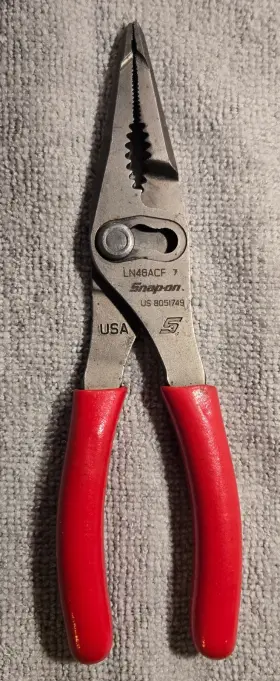 Ln48acf Snap-on 7 Inch Talon Grip Long Nose Slip Joint Pliers Used