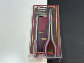 Pl2cbx Snap-on Tools Usa Rare Gold Medal Maroon 2pc Stork Long Nose Pliers Set