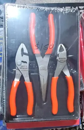 Pl306acfo Snap-on New 3-piece Orange Pliers Set Slip-joint Cutters Needle Nose