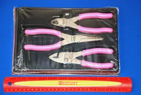 Pl306acfp Snap-on New Ships Free 3 Piece Pink Plier Cutter And Needle Nose Set