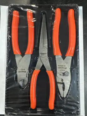 Pl307acfo Snap-on Pl307acf 3 Piece Pliers Cutter Set Orange Sealed