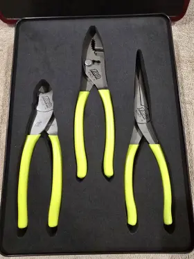 Pl307acfce Snap-on New 100th Anniversary Hi-viz Yellow 3 Piece Plier Set Part#