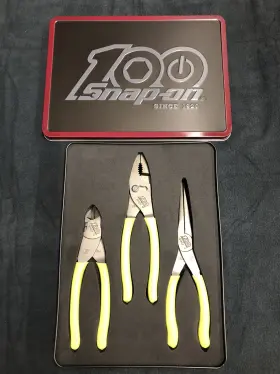 Pl307acfcehv Snap-on 100th Anniversary Plier Set Hi-vz Neon Yellow Limited Rare