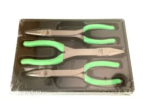 Pl308cfg Snap-on Tools Usa New 3 Piece Green Soft Grip Long Nose Pliers Set