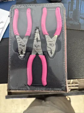 Pl344bcfep Snap-on 3-piece Talon Grip Slip Joint Pliers Set Pink New Sealed