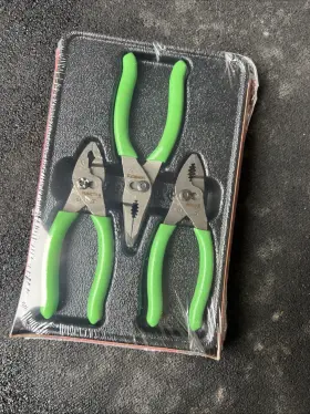Pl344bcfg Snap-on For Tools New 3pc Green Soft Grip Slip Joint Pliers Set Usa