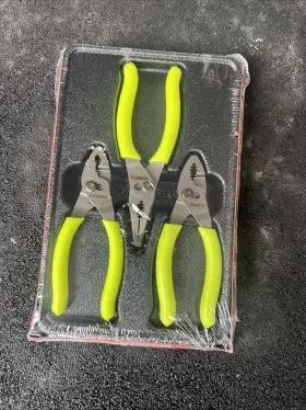 Pl344bcfhv Snap-on For Tools 3pc Soft Grip Mini Slip Joint Pliers Lot Set Yellow
