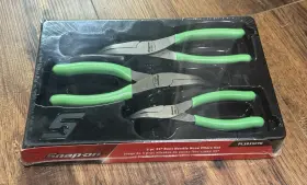 Pl3935cfg Snap-on 3pc 35 Bent Needle Nose Orange Soft Grip Pliers Set Green New