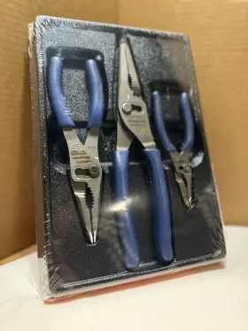 Pl3lnsjcfdt Snap-on 3 Piece Titanium Slip Nose Pliers Set With Soft Grip Handles New Sealed