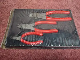 Pl803a Snap-on 86acf 87acf Tools Usa New Red 3 Piece Soft Grip Diagonal Cutters Set