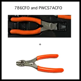Pwcs7786o Snap-on Tools New 2pc Orange Flush Cut Stripper / Crimper Pliers Set