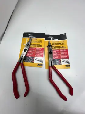 11400 Titan Qty 2 9 Inch Pistol Grip Needle Nose Pliers And Crimper Ergonomic Red