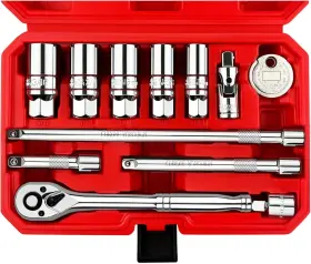 Ww-014 Wett 12pcs Spark Plug Socket Set 3/8 Inch Silver
