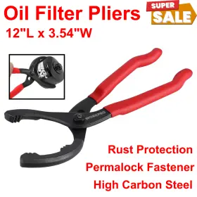 W114083a Workpro 12 Inch High Carbon Steel Oil Filter Pliers Bent Head Non-slip Grip Extra Leverage