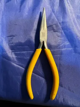 Ln54g Xcelite Vintage Grobet Germany 6 Inch Needle Nose Pliers Smooth Jaw Yellow Handles