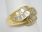 18 Kt Yellow Gold Swirl Baguette Diamond Cluster Half Band Ring Size 7.5 A3853 Pre-owned. Price: $2132.00.