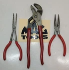 43- Mac Tools (3) Red Handle Grip Pliers P301714, P301820, M420G- Used. Price: $49.70.