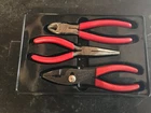 Snap-on 3PC Plier Set Red (87BCP)(96BCP)(47ACP) Lightly Used. Price: $75.00.