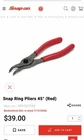 Snap On Ring Pliers (red)item No :SRPCR7045 New. Price: $30.00.