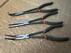 Mac Tools 3 Piece Long Reach Pliers Set Flat, Bent Nose & Hose Grip Used. Price: $59.99.
