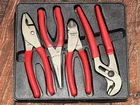 Snap On PL400B 4PC Soft Grip Pliers Set, Cutters, Needle Nose, Adjustable - Red Used. Price: $184.95.
