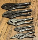 Vise Grip Petersen Dewitt Usa Curved Jaw Needle Nose Set Lot Locking Pliers Used. Price: $70.00.
