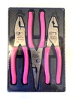 Snap On PL347ACF New Piece Electric Pink Soft Grip Slip Joint Plier Set Sealed. Price: $299.95.