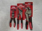 Craftsman 3PC Pliers Set: 6" Long Nose, 8" Groove Joint, 10" Curved Jaw New. Price: $35.00.
