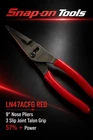 Snap Tools 9" Nose Pliers 3 Slip Joint Talon Grip 57% More Power Red New. Price: $82.45.