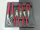 Mac Tools 5PC Pliers Set Tray, Needle Nose, Lineman's, Channellocks, Cutters Used. Price: $142.49.