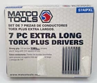 Matco Tools 7PC 1/4" Extra Long IP10-IP40 Torx Driver Bit Socket Set #T6 Used. Price: $44.95.