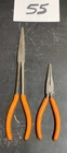 Snap-on Tools 911CP 11"STORK/96CP 7" Orange Grip Needle Nose Pliers Set Vtg Used. Price: $89.95.