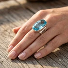 Oval Blue Topaz Sterling Silver Sister Band December Birth Ring Jewelry Size 7.5 New. Price: $18.59.