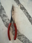 Snap On Tools 61ACP 8" Duck Bill Pliers Red Handle Flat Nose Used. Price: $32.50.
