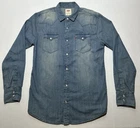 Levi's Denim Shirt Mens Medium Light Blue Pearl Snap Button Western Barstow Euc Pre-owned. Price: $29.99.