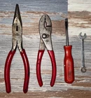 Mac Tools 8" Slip Joint Pliers, Needle Nose Screwdriver & Wrench Lot Red Used. Price: $65.00.