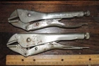 2 Vintage 9" Craftsman Straight Jaw Locking Vise-grip Style Pliers, Circle-i Used. Price: $25.00.