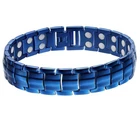 8.5" Inch Mens Titanium Steel Grooved Blue Tone Magnetic Bracelet + Fancy Box New. Price: $49.95.