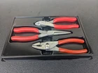 #BN147 Snap-on Tools PL306ACF Red 3PC Plier Set Needle Nose Slip Joint Cutters Used. Price: $129.95.