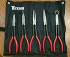 Titan 5PC 11" Long Nose Pliers Set W/ Roll Pouch #60769 New. Price: $74.39.