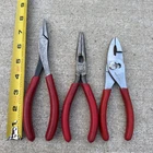 Snap On Plier Lot 61ACP 8" Duck Bill, 96BCP 7 Needle Nose, 46AP Slip Joint -red Used. Price: $99.99.