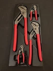 Snap On Tools AWP404 4-PC Adjustable Joint Pliers Set Red With Tray Used. Price: $219.95.